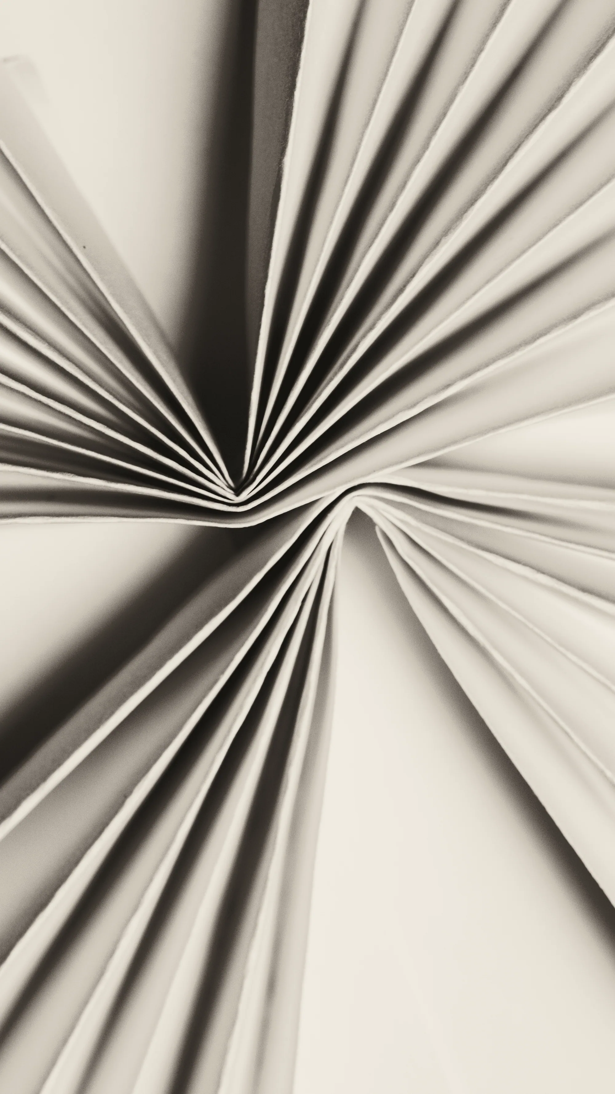 Folded paper fanning out from a single point